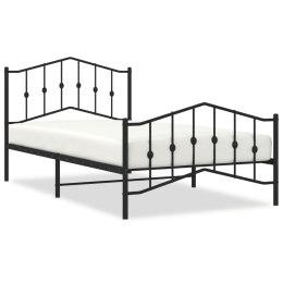Metalowa rama łóżka z wezgłowiem i zanóżkiem, czarna, 100x200cm Lumarko!