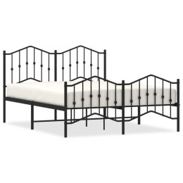Metalowa rama łóżka z wezgłowiem i zanóżkiem, czarna, 150x200cm Lumarko!
