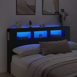 Wezgłowie łóżka z LED, czarne, 180x18,5x103,5 cm Lumarko!