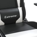 Masujący fotel gamingowy z podnóżkiem, czarno-biały Lumarko!