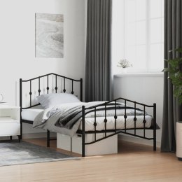Metalowa rama łóżka z wezgłowiem i zanóżkiem, czarna, 100x190cm Lumarko!