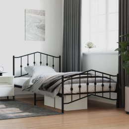Metalowa rama łóżka z wezgłowiem i zanóżkiem, czarna, 107x203cm Lumarko!
