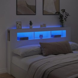 Wezgłowie łóżka z LED, białe, 180x18,5x103,5 cm Lumarko!