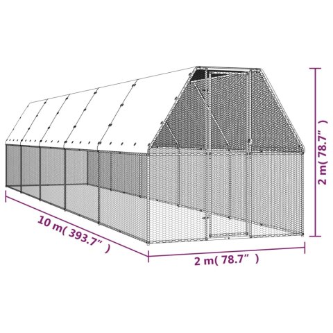 Klatka zewnętrzna dla kurcząt, 2x10x2 m, stal galwanizowana Lumarko!
