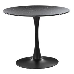 Stół do jadalni okrągły ⌀ 90 cm efekt marmuru czarny BOCA Lumarko!