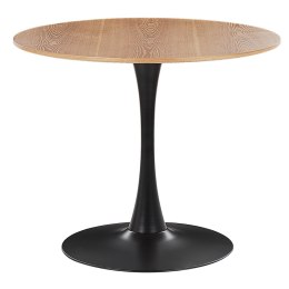 Stół do jadalni okrągły ⌀ 90 cm jasne drewno z czarnym BOCA Lumarko!