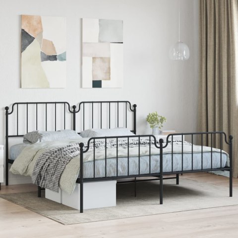 Metalowa rama łóżka z wezgłowiem i zanóżkiem, czarna, 180x200cm Lumarko!
