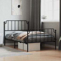 Metalowa rama łóżka z wezgłowiem i zanóżkiem, czarna, 107x203cm Lumarko!