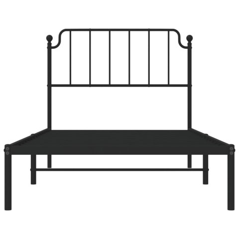 Metalowa rama łóżka z wezgłowiem, czarna, 100x200 cm Lumarko!