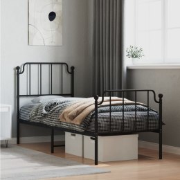 Metalowa rama łóżka z wezgłowiem i zanóżkiem, czarna, 80x200 cm Lumarko!
