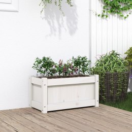 Donica ogrodowa, biała, 60x31x31 cm, lite drewno sosnowe Lumarko!
