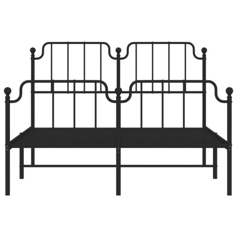 Metalowa rama łóżka z wezgłowiem i zanóżkiem, czarna, 140x200cm Lumarko!