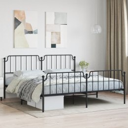 Metalowa rama łóżka z wezgłowiem i zanóżkiem, czarna, 200x200cm Lumarko!