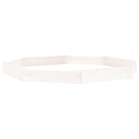 Piaskownica z siedziskami, biała, ośmiokątna, drewno sosnowe