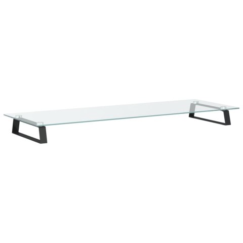 Podstawka pod monitor, czarna, 100x35x8cm szkło hartowane metal Lumarko!