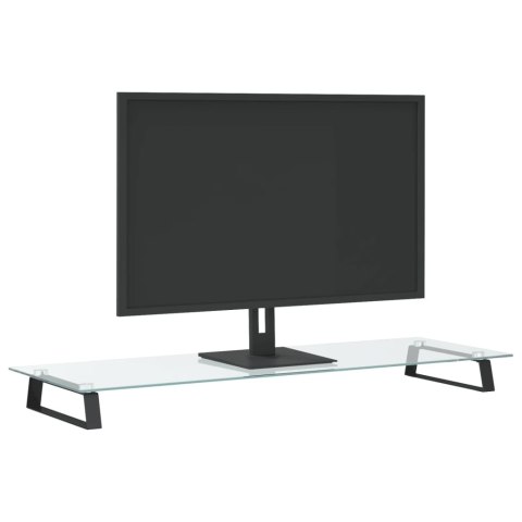 Podstawka pod monitor, czarna, 100x35x8cm szkło hartowane metal Lumarko!