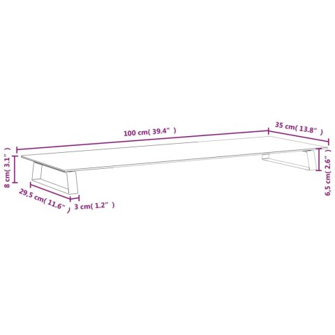 Podstawka pod monitor, czarna, 100x35x8cm szkło hartowane metal Lumarko!
