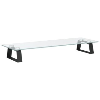 Podstawka pod monitor, czarna, 60x20x8 cm, szkło i metal Lumarko!