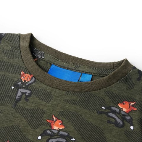 Piżama dziecięca z długimi rękawami, lisy ninja, khaki, 116