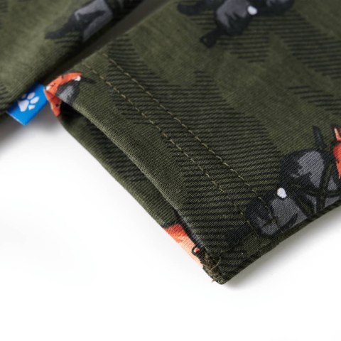 Piżama dziecięca z długimi rękawami, lisy ninja, khaki, 116
