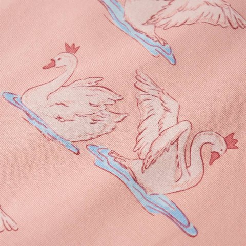 Piżama dziecięca z długimi rękawami, w łabędzie, jasny róż, 104