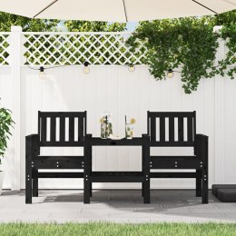2-osobowa ławka ogrodowa ze stolikiem, czarna, drewno sosnowe