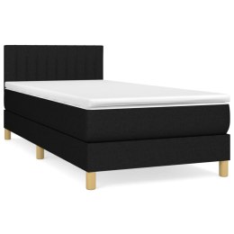 Łóżko kontynentalne z materacem, czarne, tkanina, 80x200 cm Lumarko!