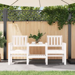 2-osobowa ławka ogrodowa ze stolikiem, biała, drewno sosnowe Lumarko!