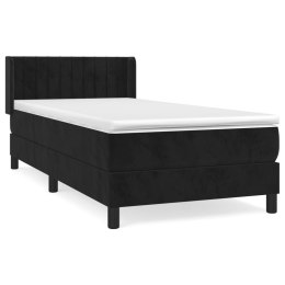 Łóżko kontynentalne z materacem, czarne, aksamit 90x190 cm