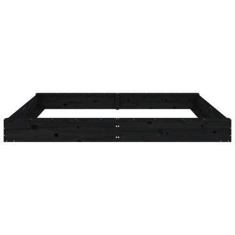 Piaskownica z siedziskami, czarna, kwadratowa, drewno sosnowe