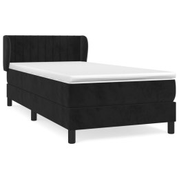 Łóżko kontynentalne z materacem, czarne, aksamit 90x190 cm