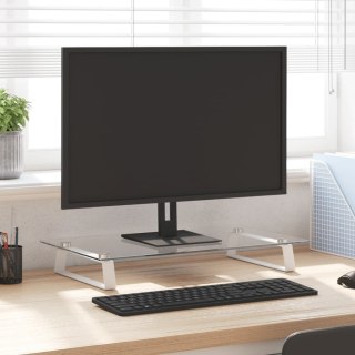 Podstawka pod monitor, biała, 60x35x8 cm, szkło i metal Lumarko!