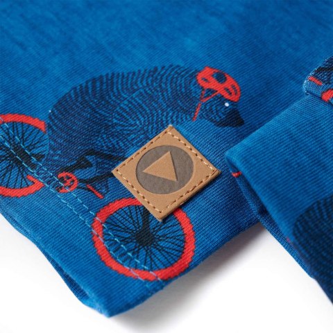 Piżama dziecięca z długimi rękawami, misie na rowerach, morska, 128