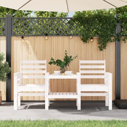2-osobowa ławka ogrodowa ze stolikiem, biała, drewno sosnowe Lumarko!
