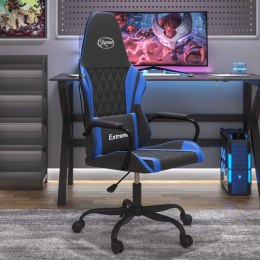 Masujący fotel gamingowy, czarno-niebieski, sztuczna skóra