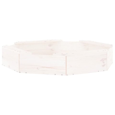 Piaskownica z siedziskami, biała, ośmiokątna, drewno sosnowe