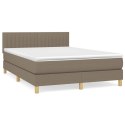Łóżko kontynentalne z materacem, taupe, tkanina, 140x200 cm