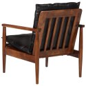 Fotel, czarny, naturalna skóra i lite drewno akacjowe Lumarko!