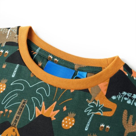 Piżama dziecięca z długimi rękawami, w dinozaury, ciemnozielona, 104 Lumarko!