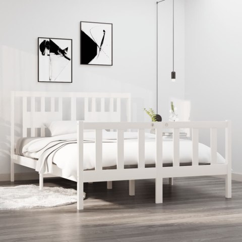 Rama łóżka, biała, lite drewno, 135x190 cm, podwójna Lumarko!