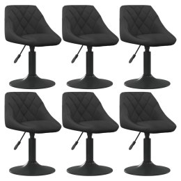 Obrotowe krzesła stołowe, 6 szt., czarne, obite aksamitem Lumarko!