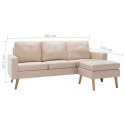 3-osobowa sofa z podnóżkiem, kremowa, tapicerowana tkaniną Lumarko!