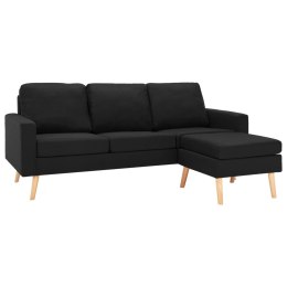 3-osobowa sofa z podnóżkiem, czarna, tapicerowana tkaniną Lumarko!
