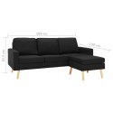 3-osobowa sofa z podnóżkiem, czarna, tapicerowana tkaniną Lumarko!