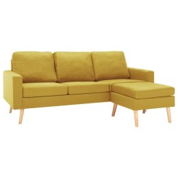 3-osobowa sofa z podnóżkiem, żółta, tapicerowana tkaniną Lumarko!