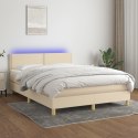 Łóżko kontynentalne z materacem, kremowe, 140x200 cm, tkanina Lumarko!