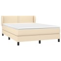 Łóżko kontynentalne z materacem, kremowe, tkanina, 140x200 cm Lumarko!