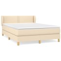 Łóżko kontynentalne z materacem, kremowe, tkanina, 140x190 cm Lumarko!