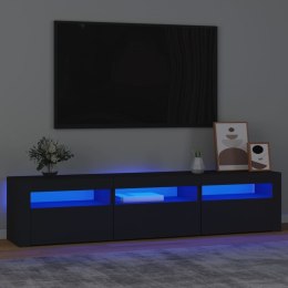 Szafka pod TV z oświetleniem LED, czarna, 180x35x40 cm Lumarko!