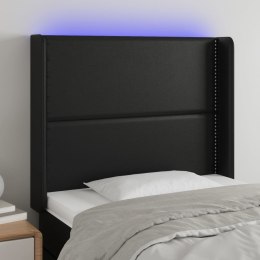 Zagłówek do łóżka z LED, czarny 103x16x118/128cm sztuczna skóra Lumarko!